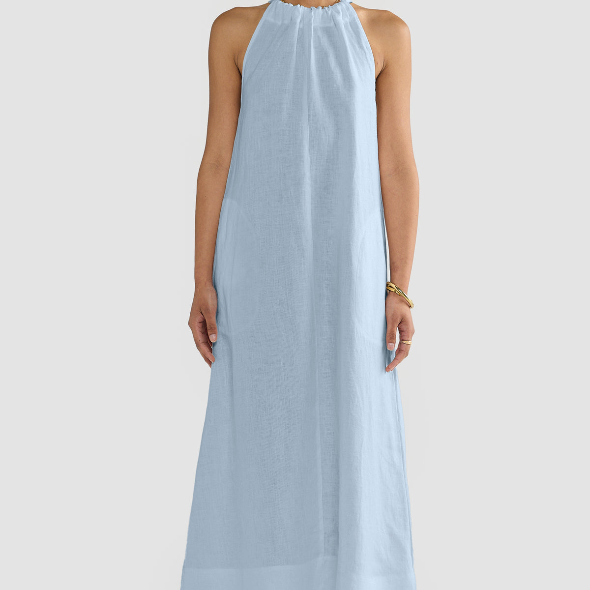 ORTC Women's Luna Linen Halter Full Length Dress Powder Blue – ORTC Clothing  Co