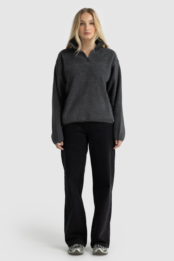 Sherpa Fleece Quarter Zip Charcoal