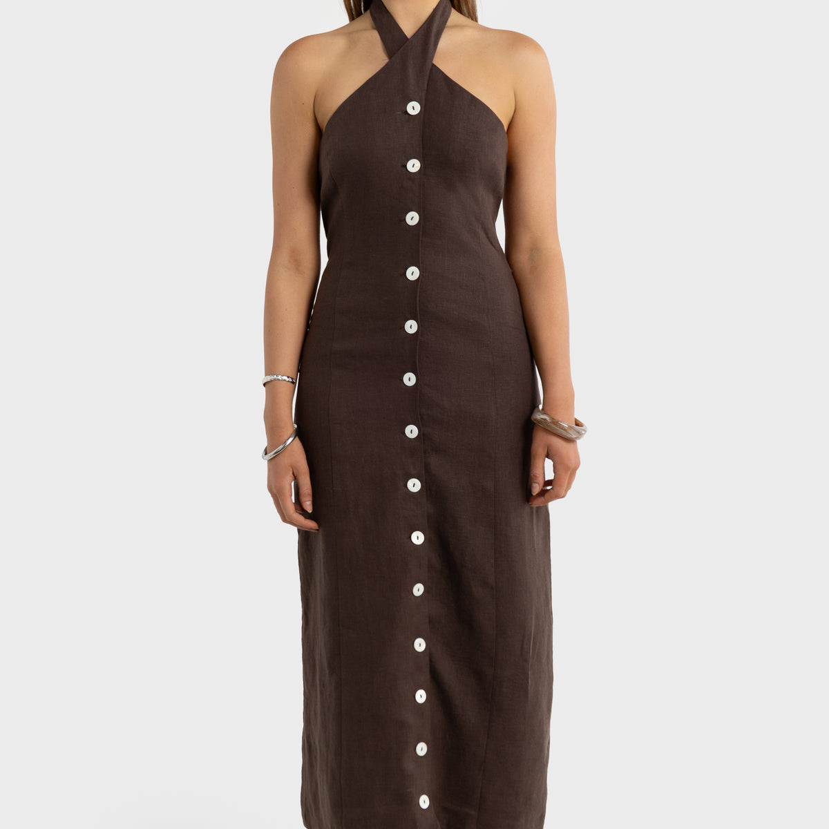 ORTC Women's Xandi Linen Midi Dress Carob