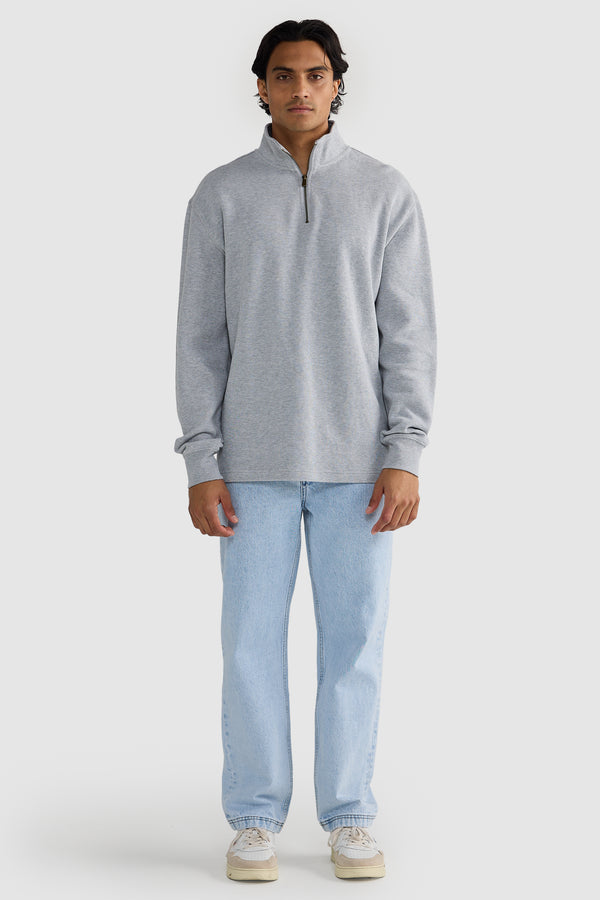 Kellock Ribbed Quarter Zip Grey Marle