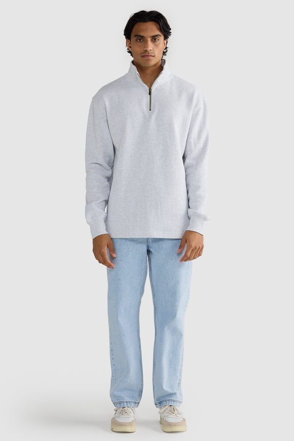 Kellock Ribbed Quarter Zip White Marle