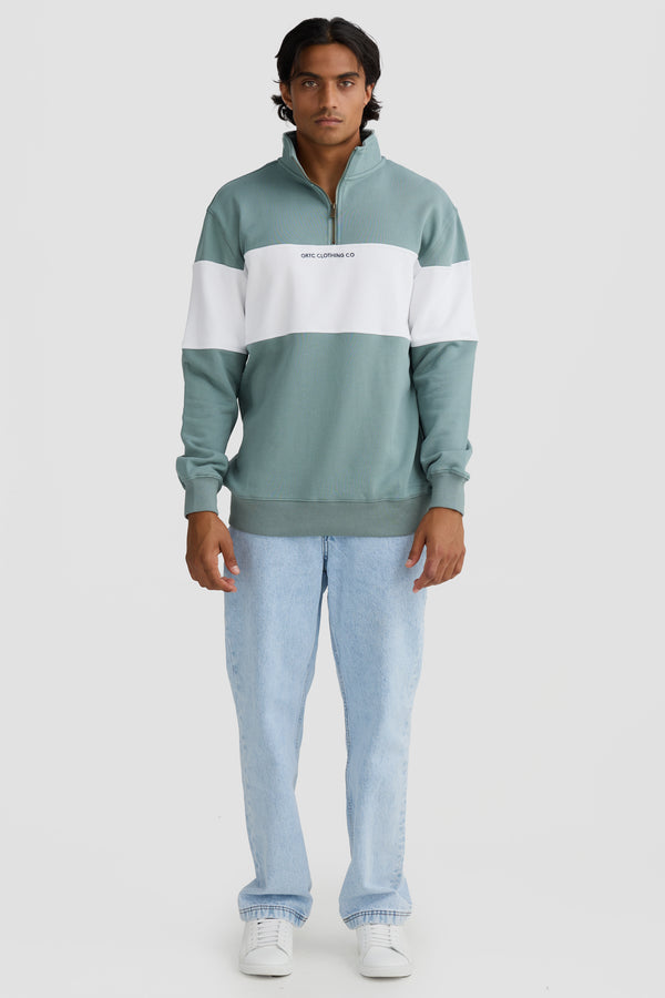 Panel Quarter Zip Seafoam