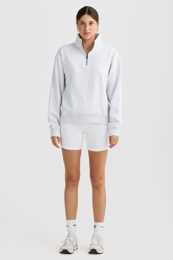 Quarter Zip White Marle