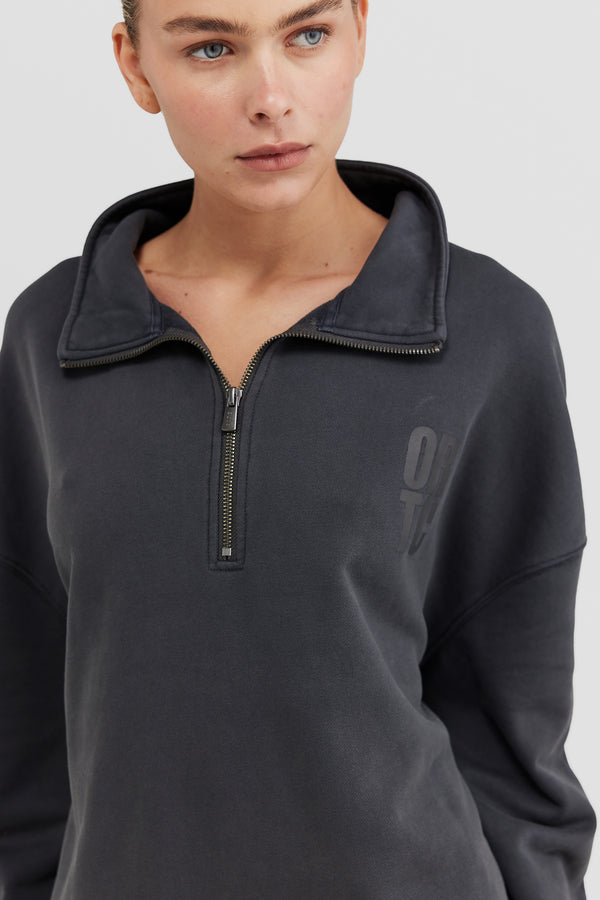 Isla Oversized Quarter Zip Charcoal